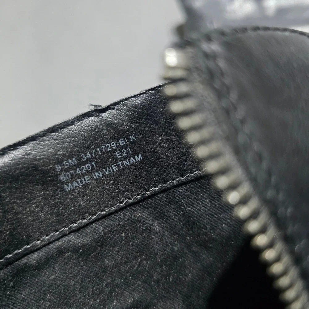 Frye Leather Ankle Boots Women 8.5 Black Block Heel Side Zip 3471729-BLK